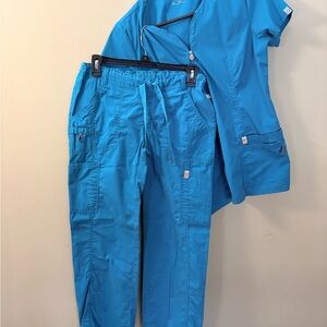Code happy small/xs teal medical nursing Scrub Set